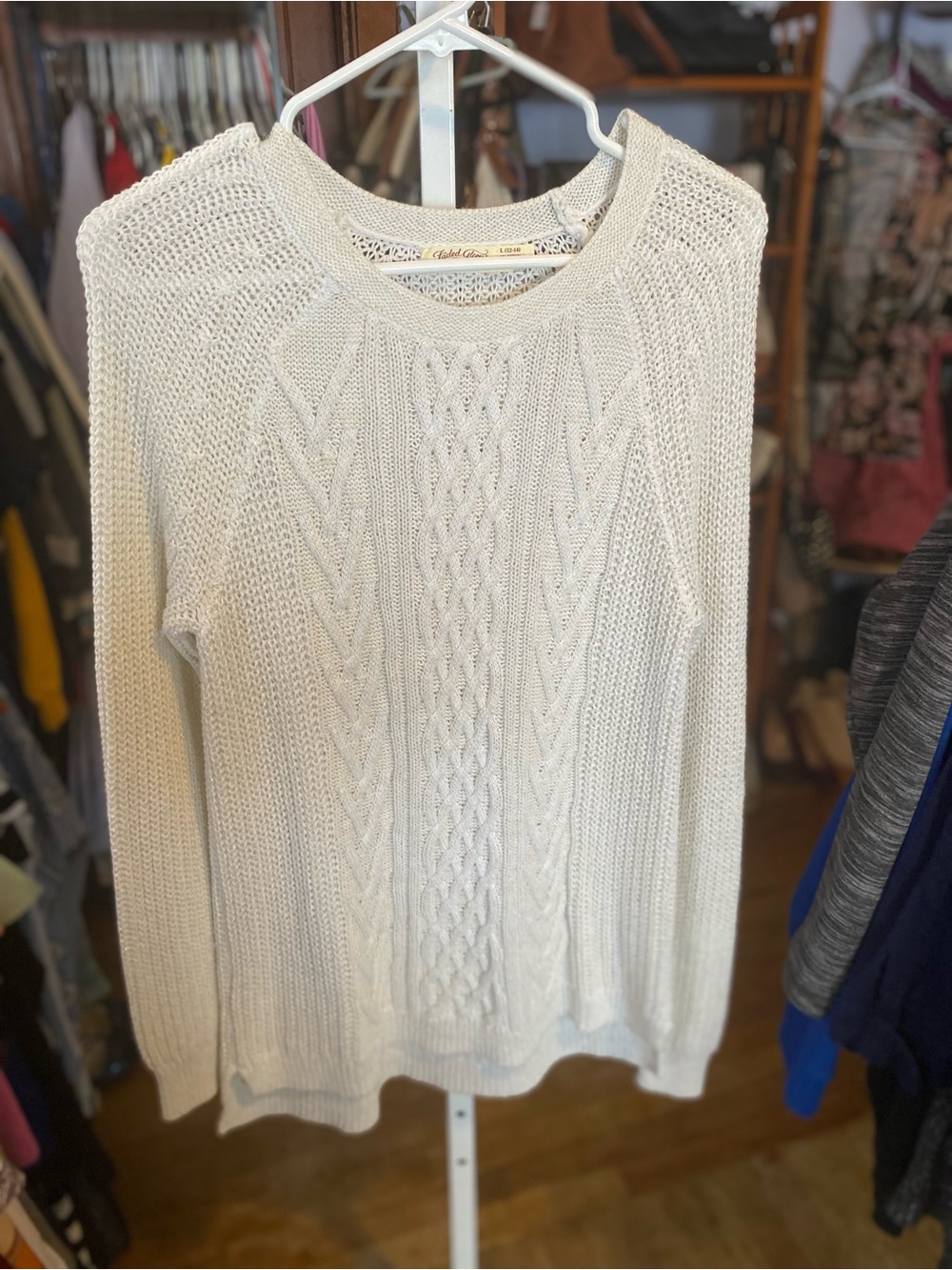 Faded Glory Cable Knit Crewneck Sweater